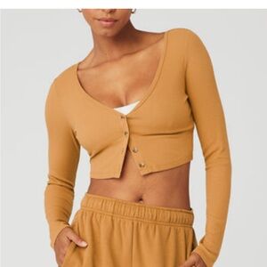 Alo Yoga Ribbed Cropped Whisper Cardigan M